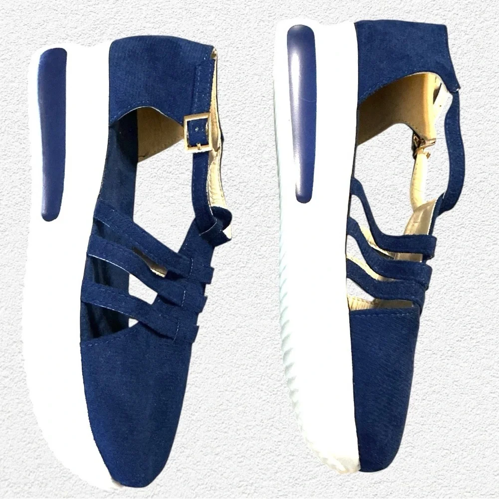 🌺Royal Blue Suede Strappy Buckle Shoes - Picture 2 of 4